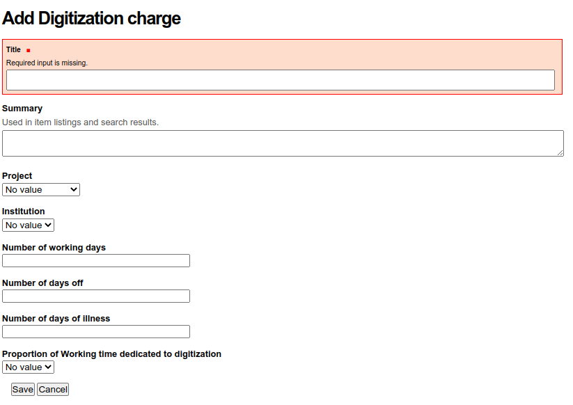 How to fill the digitization charge — Digit